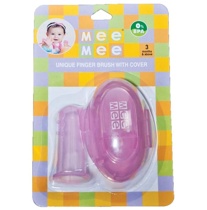 Mee Mee Unique Finger Brush with Cover Pink