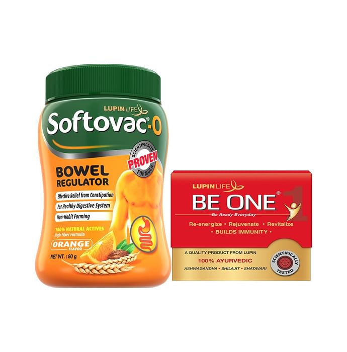 Combo Pack of Softovac-O Orange Powder 80gm & Lupin Life Be One Capsule (10)