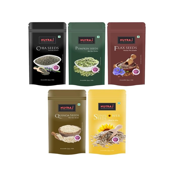 Combo Pack of Nutraj Chia Seeds, Nutraj Sunflower Seeds, Nutraj Flax Seeds, Nutraj Pumpkin Seeds & Nutraj Quinoa Seeds (200gm)