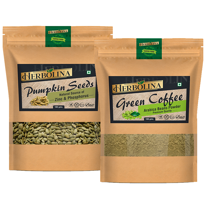 Herbolina Combo Pack of Pumkin Seeds & Green Coffee Powder (100gm Each)