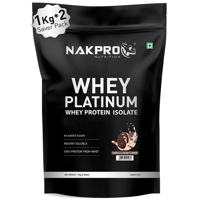 Nakpro Nutrition Whey Platinum Whey Protein Isolate (1kg Each) Cookies & Cream