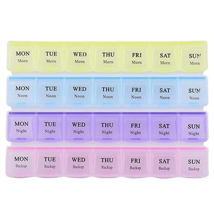 Krivish Premium Quality 4 Weeks 28 Compartments Morning Noon Night Pill Box Multicolor