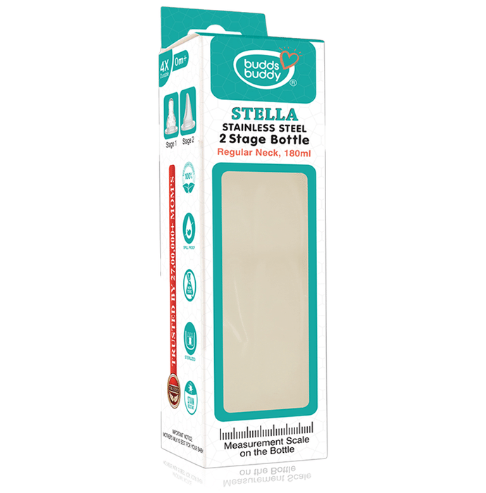 Buddsbuddy Stella Stainless 2 Stage 0m+ Feeding Bottle