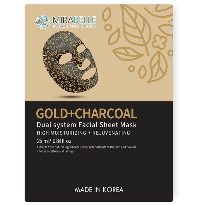 Mirabelle Cosmetics Korea Gold + Charcoal Dual System Facial Sheet Mask