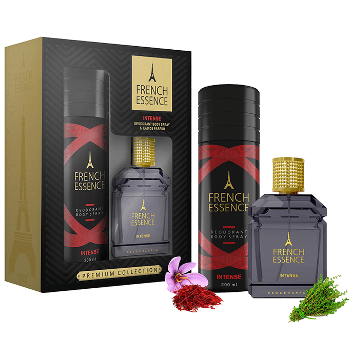 French Essence Intense Deodorant Body Spray 200ml & Perfume 60ml Gift Set for Men