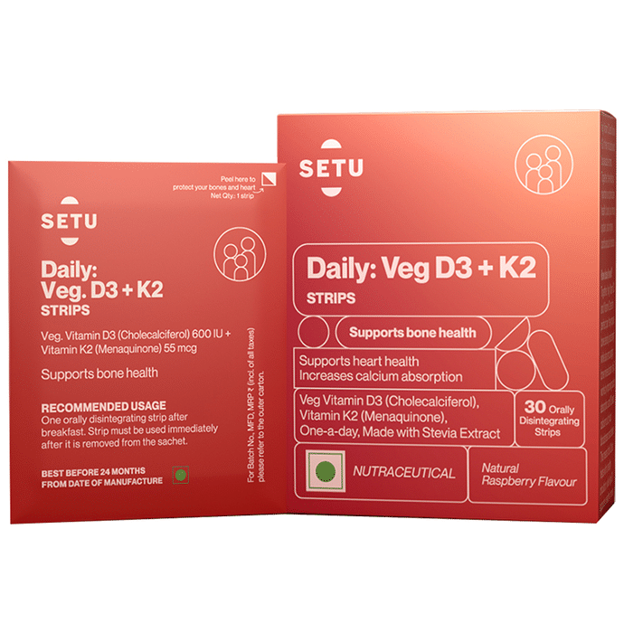 Setu Daily Veg D3+K2 Orally Disintegrating Strip Natural Raspberry