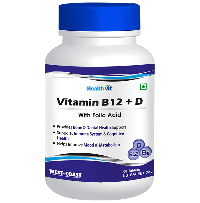 HealthVit Vitamin B12 + D with Folic Acid Tablet