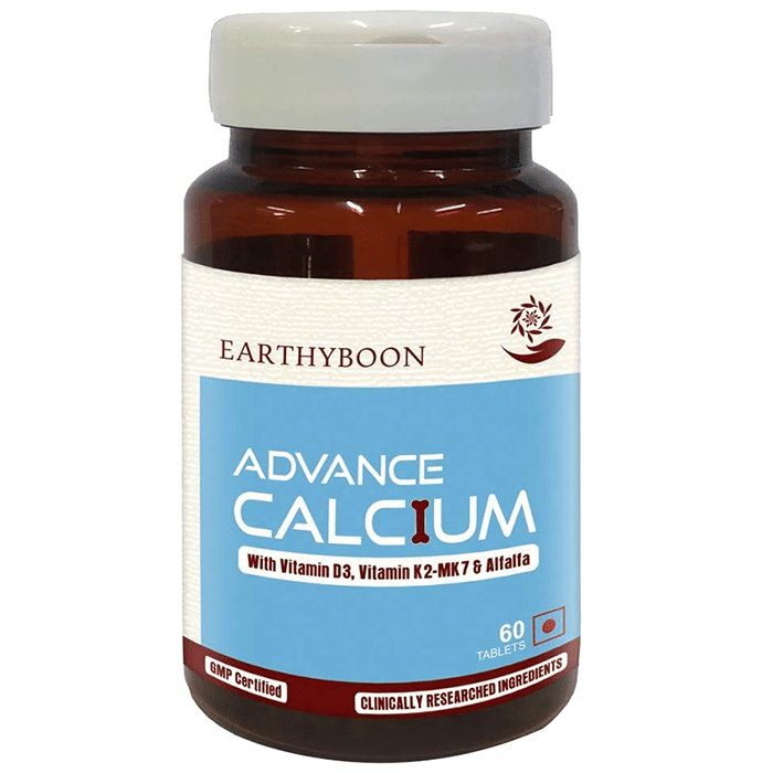 Earthyboon Advance Calcium with Vitamin D3, Vitamin K2 MK7 & Alfalfa Tablet