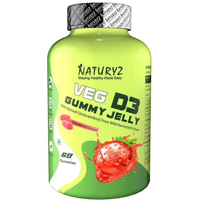 Naturyz Veg D3 Gummy Jelly for Bone Health and Immunity Strawberry