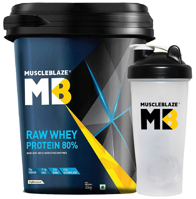 MuscleBlaze Raw Whey Protein with Free Shaker Unflavoured