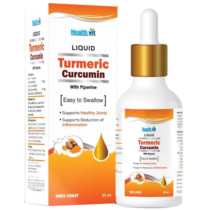 HealthVit Turmeric Curcumin with Piperine Liquid Drop with Dropper