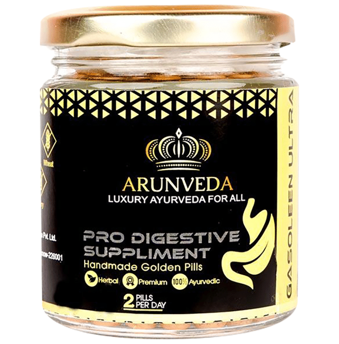 Arunveda Gasoleen Ultra Pro Digestive Suppliment Handmade Golden Pill