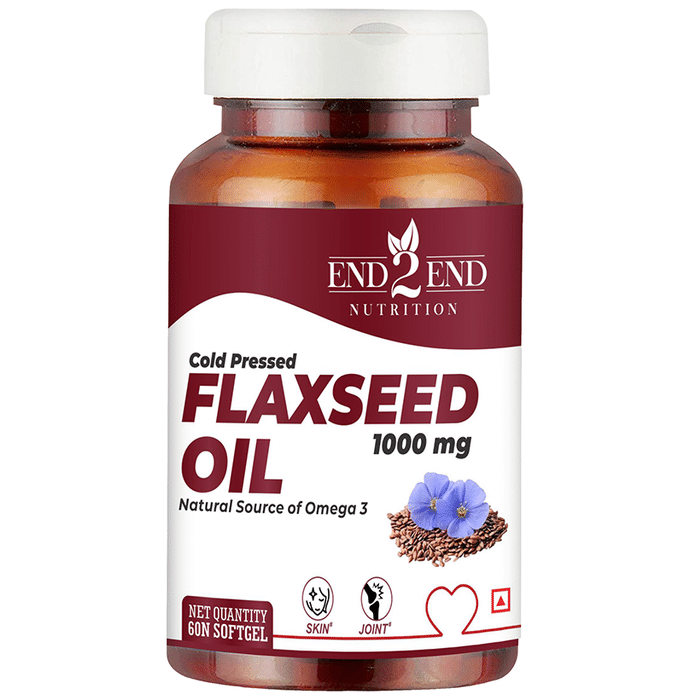 End2End Nutrition Cold Pressed Flaxseed Oil 1000mg Softgel (60 Each)