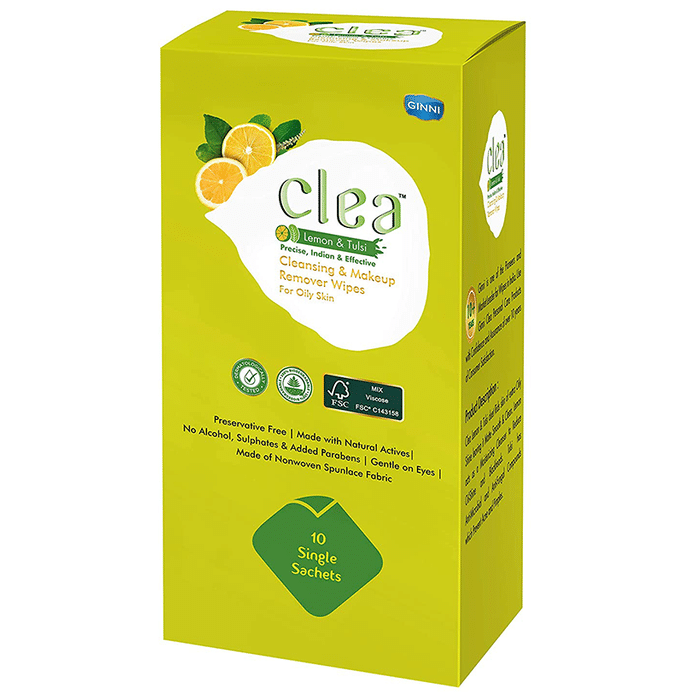 Ginni Clea Cleansing & Make-Up Remover Wipes Lemon & Tulsi