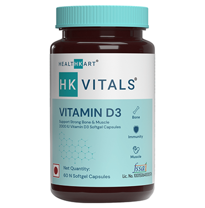 HealthKart HK Vitals Vitamin D3 2000IU Softgel Capsule