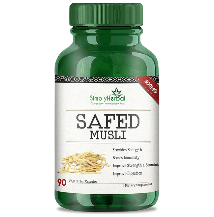 Simply Herbal Safed Musli 800mg Vegetarian Capsules