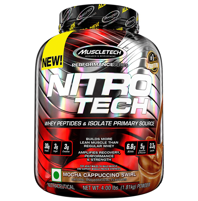 Muscletech Performance Series Nitro Tech Whey Peptides & Isolate Powder Mocha Cappuccino Swirl