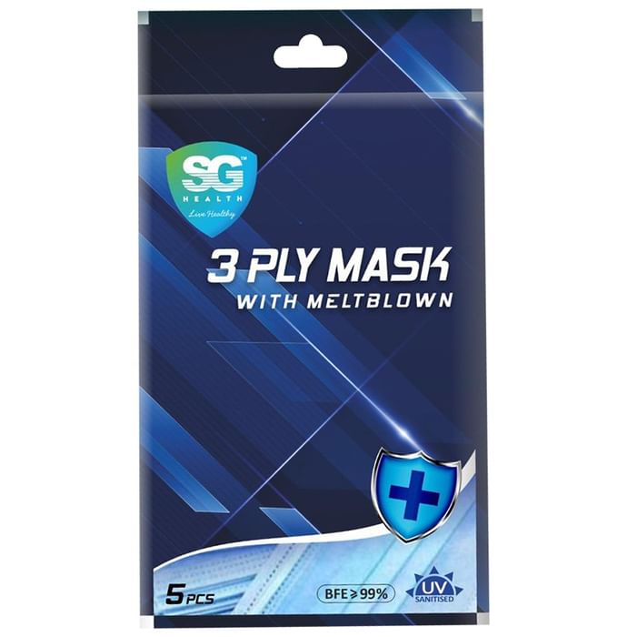 SG Health 3 Ply Mask with Meltblown Medical Blue, White Dot, Pink, Grey & Blue Dot