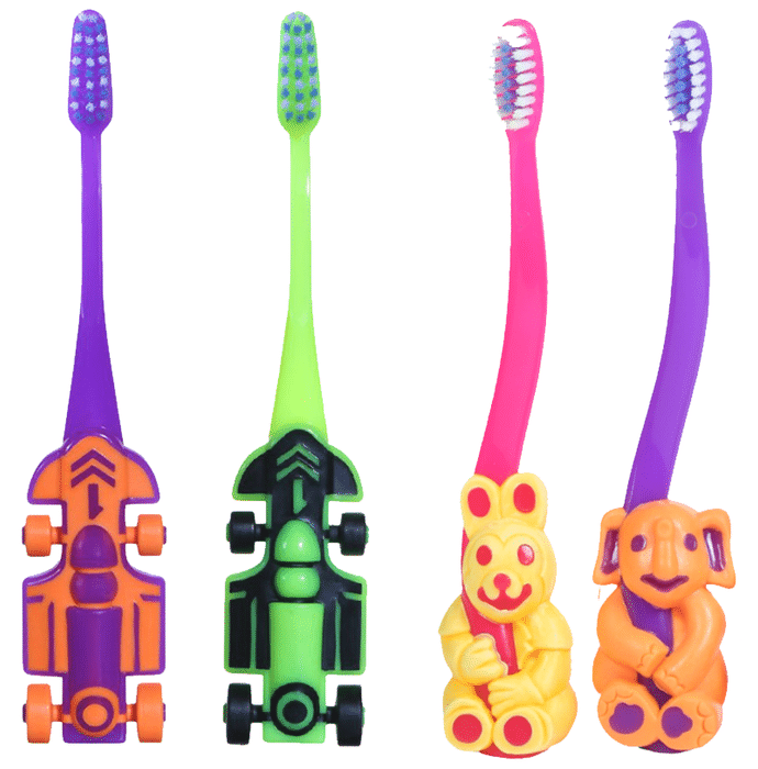 Maxi Oral Care Junior Pack of 2 Kids Zoom Car Junior Toothbrush & 2 Kids Bingo Junior Toothbrush