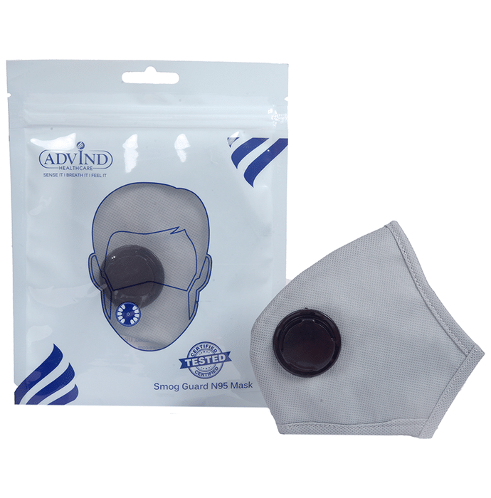 Advind Healthcare Smog Guard N95 Adult Mask with 1 Valve Free Size Grey