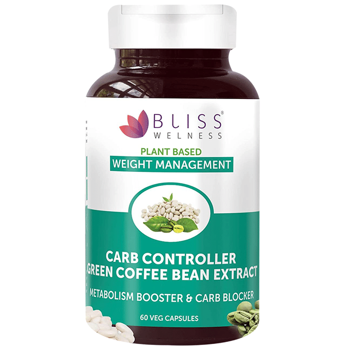 Bliss Welness Weight Management Carb Controller Green Coffee Bean Extract Veg Capsule