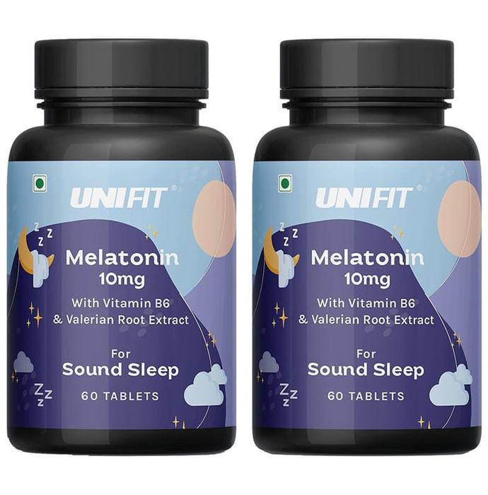 Unifit Melatonin 10mg Tablet with Vitamin B6 & Valerian Root Extract for Sound Sleep (60 Each)