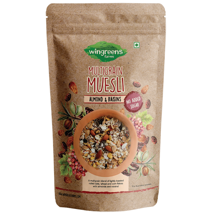 Wingreens Farms Multigrain Muesli Almond & Raisins No Added Sugar