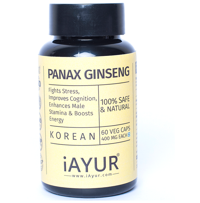 iAYUR Panax Ginseng Extract 400mg Veg Capsule