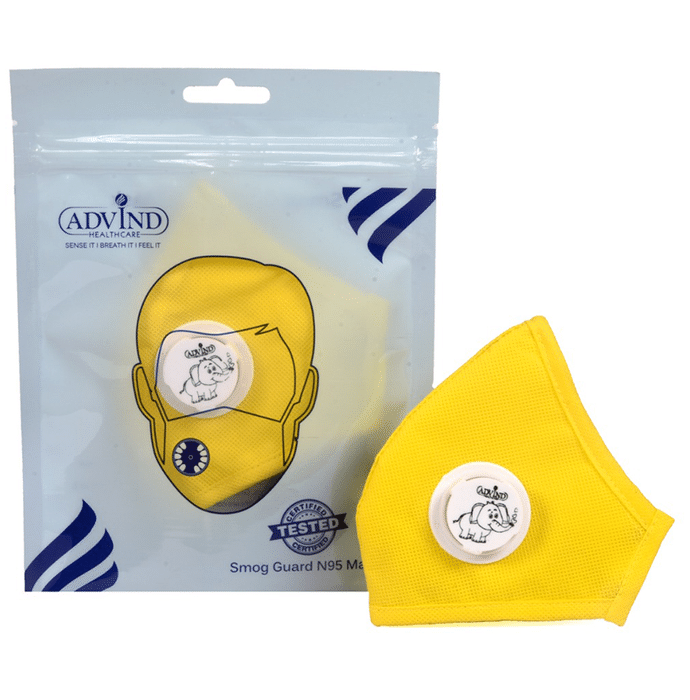 Advind Healthcare Smog Guard N95 Kids Mask with One Valve XS 3-5 Years Yellow