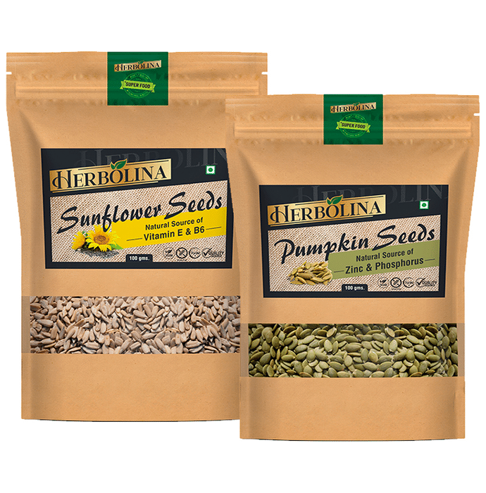 Herbolina Combo Pack of Sunflower & Pumpkin Seeds (100gm Each)