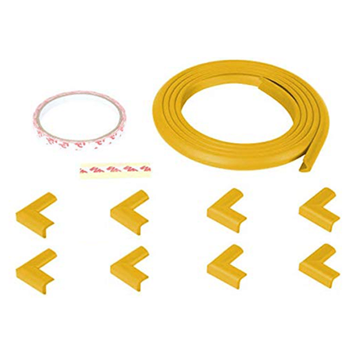Safe-O-Kid Unique High Density L-Shaped 2mtr Long Mini 2 Edge Guard with 8 Corner Cushions Yellow
