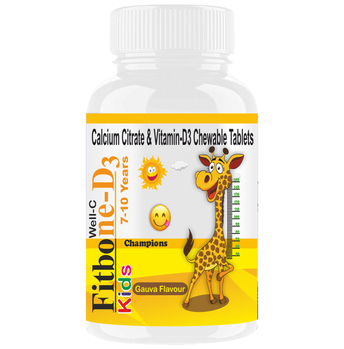 Goa Nutritions Well C Fitbone-D3 Kids Chewable Tablet for 7-10 years Guava