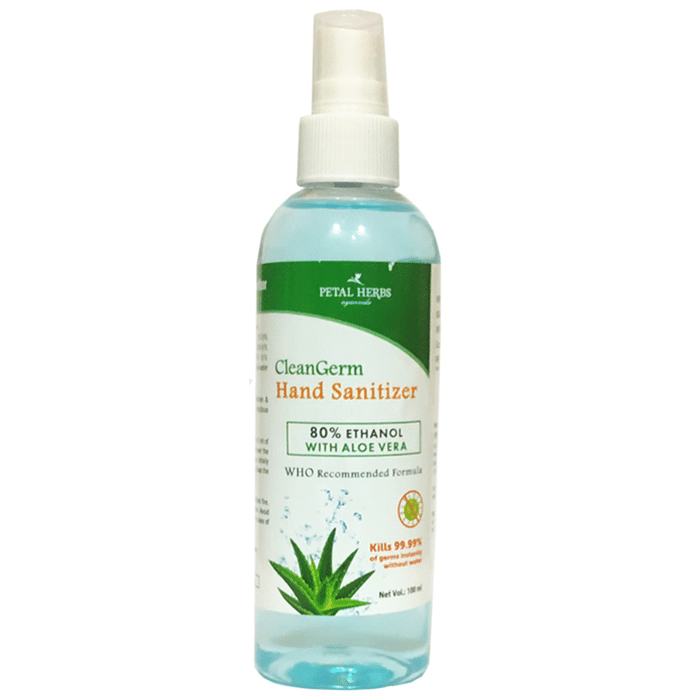 Petal Herbs Ayurveda CleanGerm Hand Sanitizer Spray 80% Ethanol with Aloe Vera