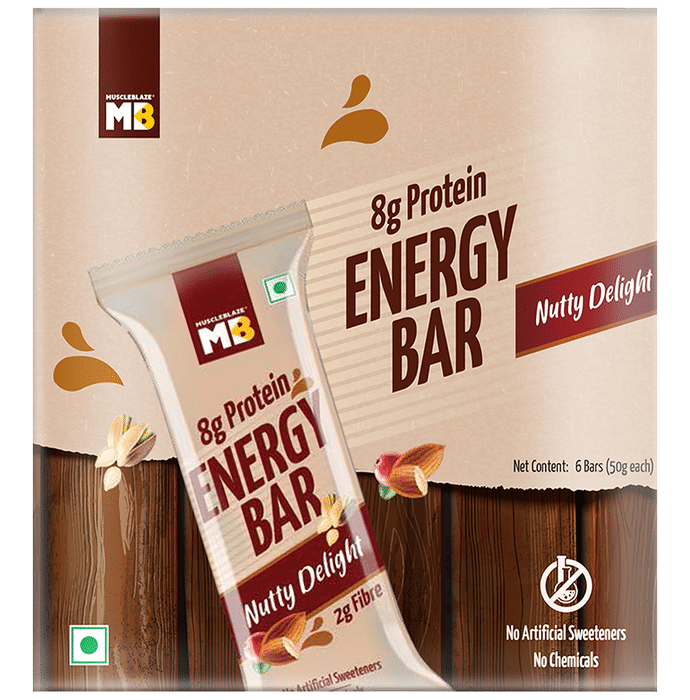 MuscleBlaze Nutty Delight 8gm Protein Energy Bar (50gm Each)