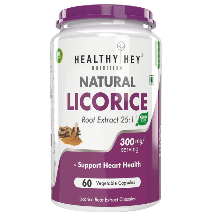 HealthyHey Nutrition Natural Licorice Root Extract 25:1 300mg Vegetable Capsule