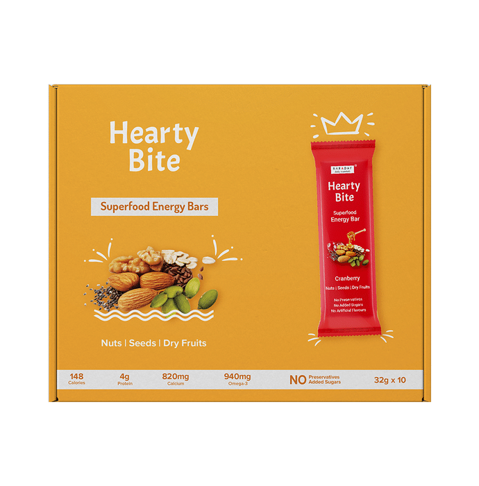 Hearty Bite Superfood Energy Bar (32gm Each) Cranberry