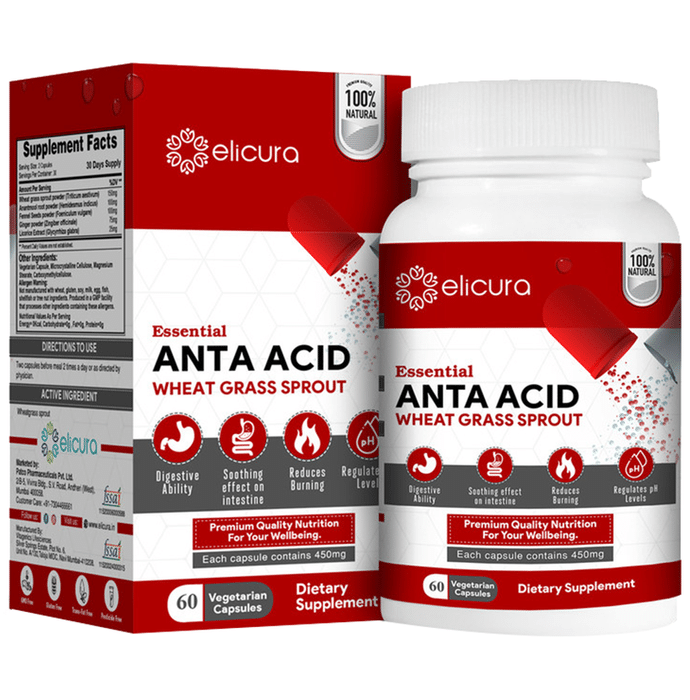 Elicura Essential Anta Acid Wheat Grass Sprout Vegetarian Capsule