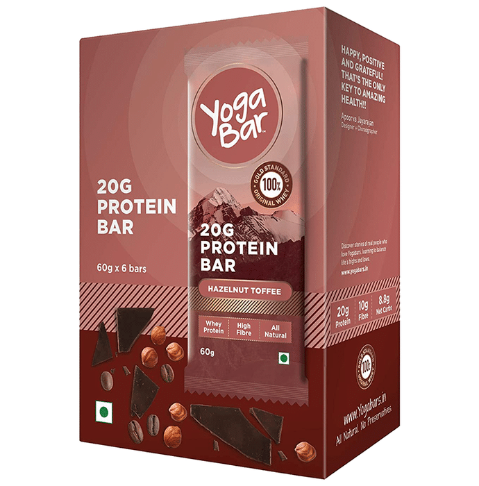 Yoga Bar 20gm Protein Bar (60gm Each) Hazelnut Toffee