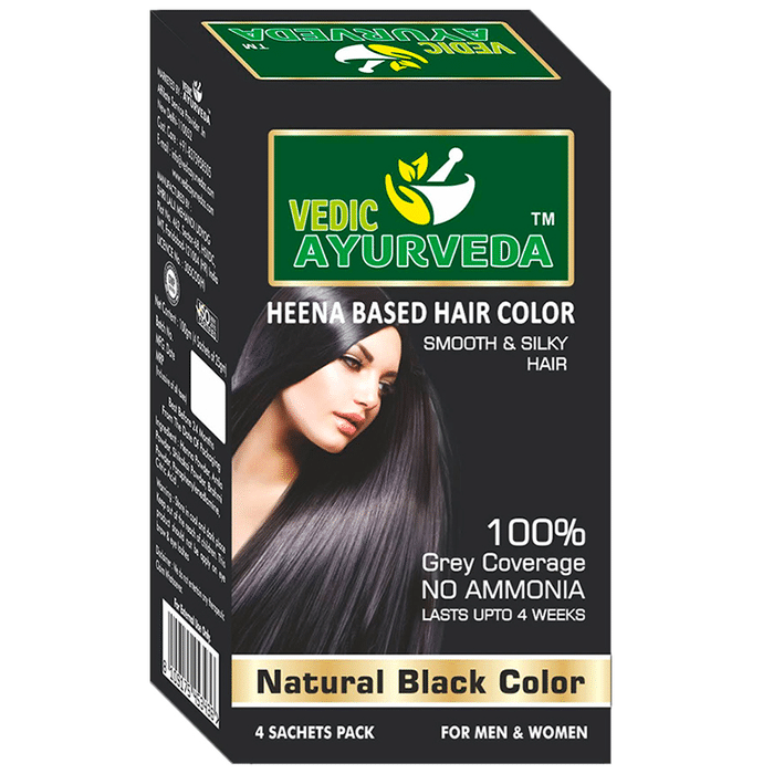 Vedic Ayurveda Heena Based Hair Color Sachet (25gm Each) Natural Black