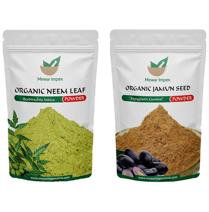 Mewar Impex Combo Pack of Organic Neem Leaf Powder & Organic Jamun Seed Powder (100gm Each)