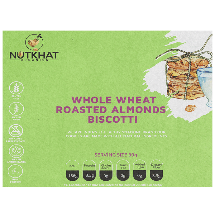 Nutkhat Organics Whole Wheat Roasted Almonds Biscotti