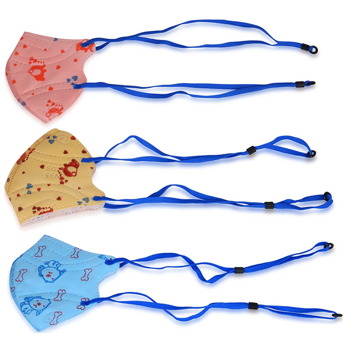 Ekana Kids N95 Head Loop Printed Mask Orange, Blue, Yellow