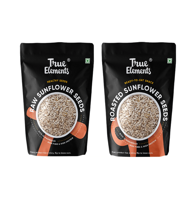 True Elements Combo Pack of Raw Sunflower Seeds 150gm and Roasted Sunflower Seeds 125gm