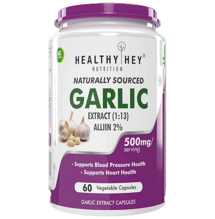 HealthyHey Nutrition Naturally Sourced Garlic Extract 500mg Vegetable Capsule