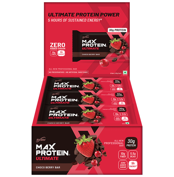 RiteBite Max Protein Ultimate Bar (100gm Each) Choco Berry