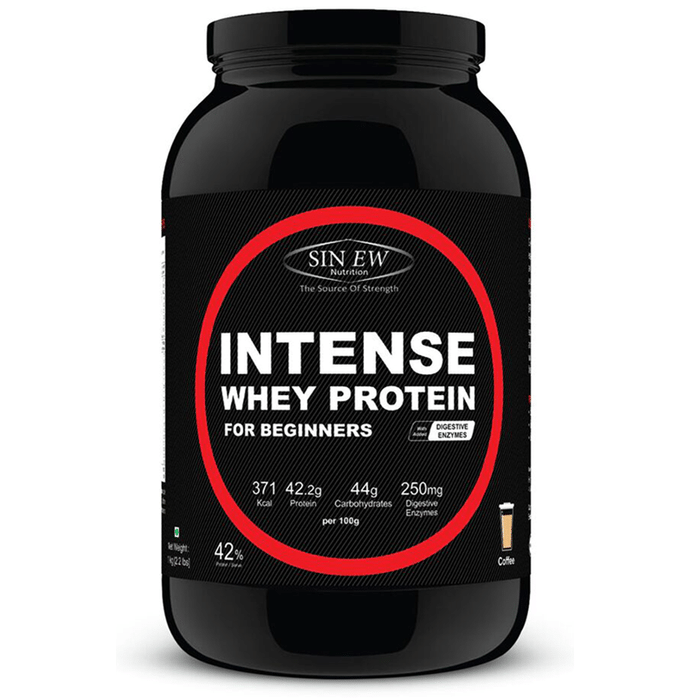 Sinew Nutrition Intense Whey Protein for Beginners with Digestive Enzymes Coffee