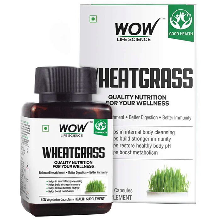 WOW Life Science Wheatgrass Vegetarian Capsules