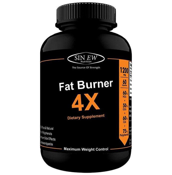 Sinew Nutrition Natural Fat Burner 4X (Green Tea, CLA, Green Coffee & Garcinia Cambogia Extract) - 1200mg