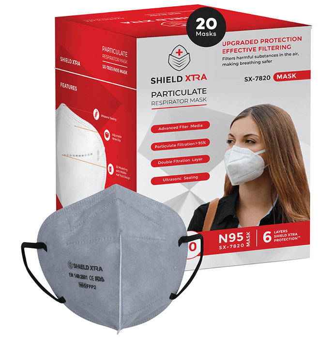 Shield Xtra Universal SX 7820 N95 FFP2 Certified Earloop with 6 Layers Particulate Respirator Mask