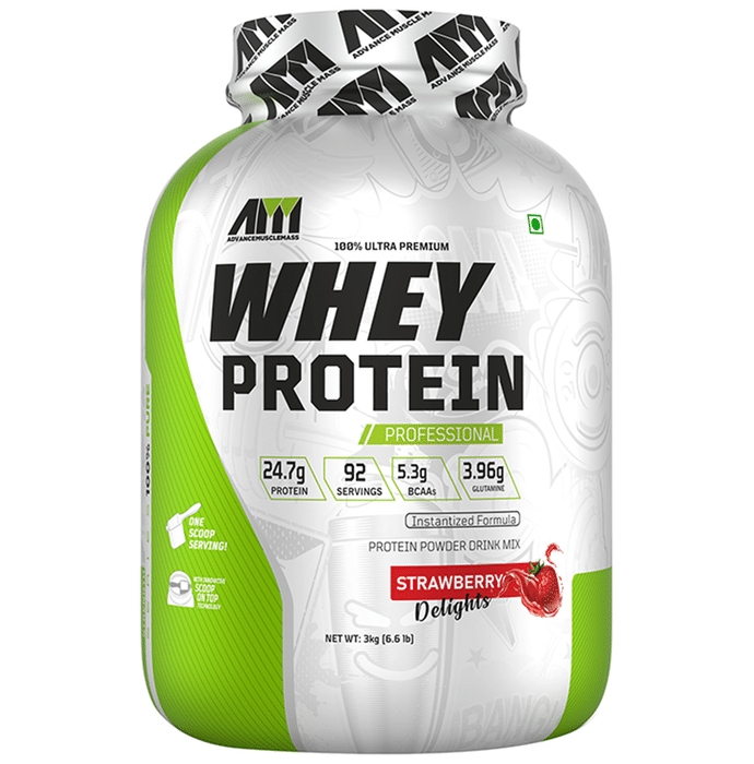Advance MuscleMass 100% Ultra Premium Whey Protein Powder Strawberry Delight